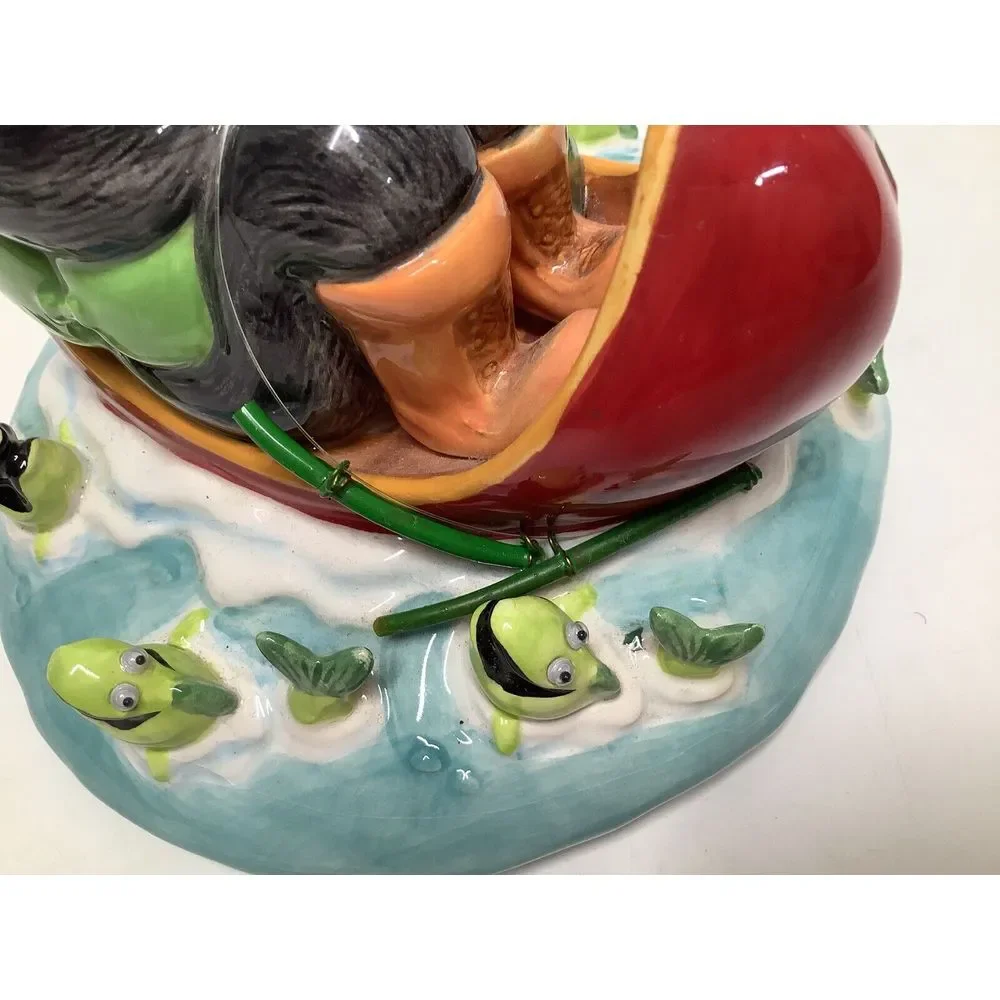 Paris &‎ Beebee Sweetz & Treatz Fisherman Cookie Jar Crackle Bowl Porcelain Vtg